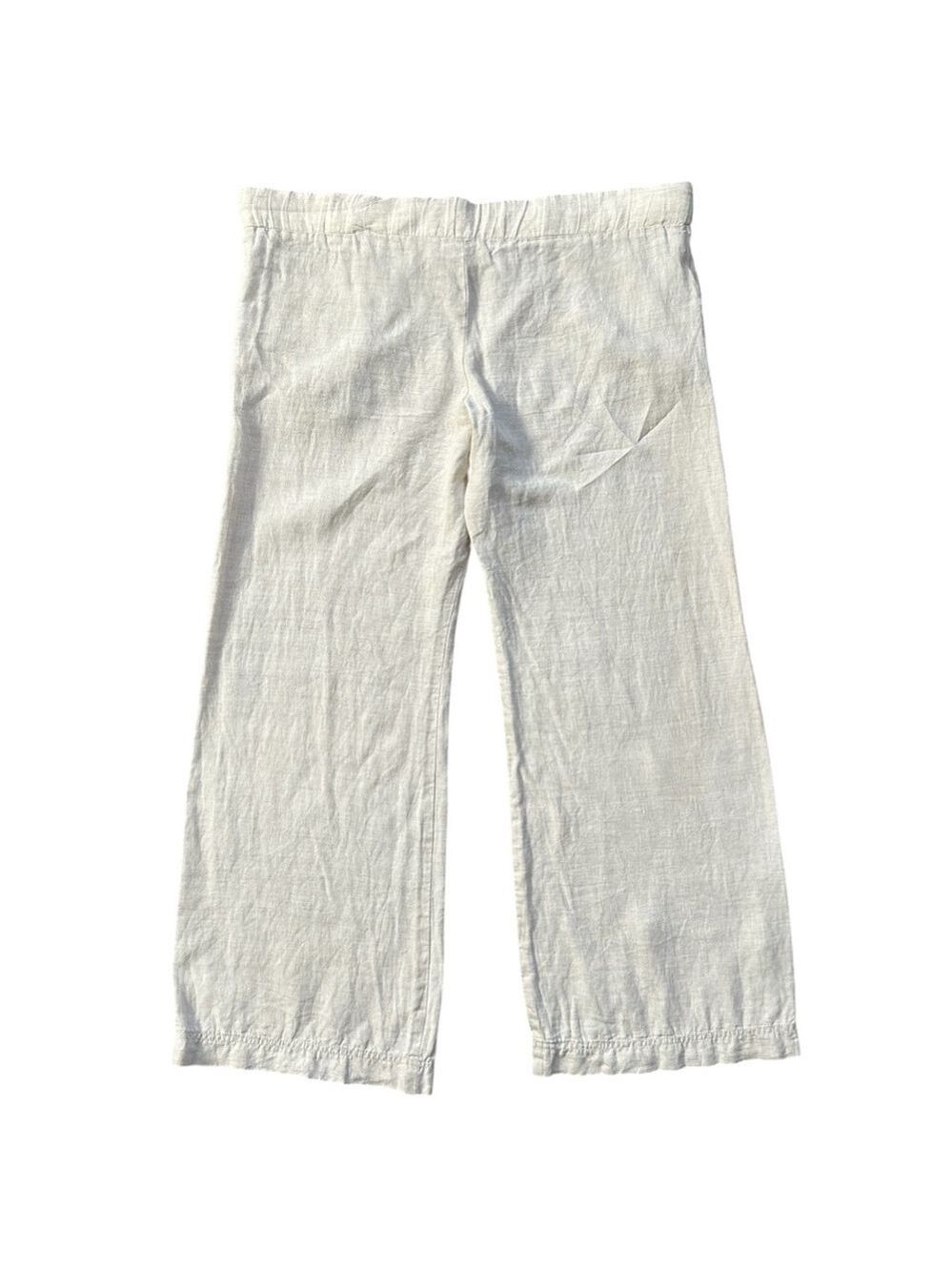 ecoSkin 100% Linen High Rise Wide Leg Pants Natural Beige Size Large - Picture 2 of 9